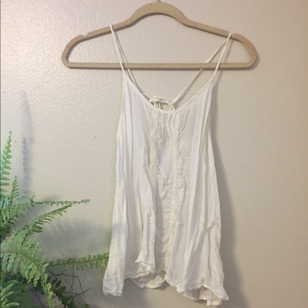 Free People tank with lace detail and tie back